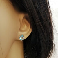 Stipple Pear Studs, Topaz