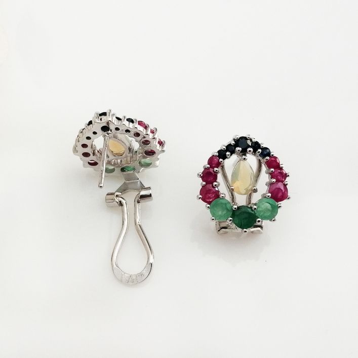 Flashy Studs - Multi Gemstone - Blue Sapphire, Ruby, Opal, Emerald Earrings