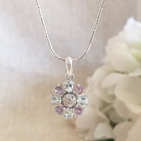 Aquamarine & Amethyst Flower Pendant