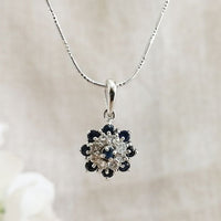 Blue Sapphire Flower Pendant