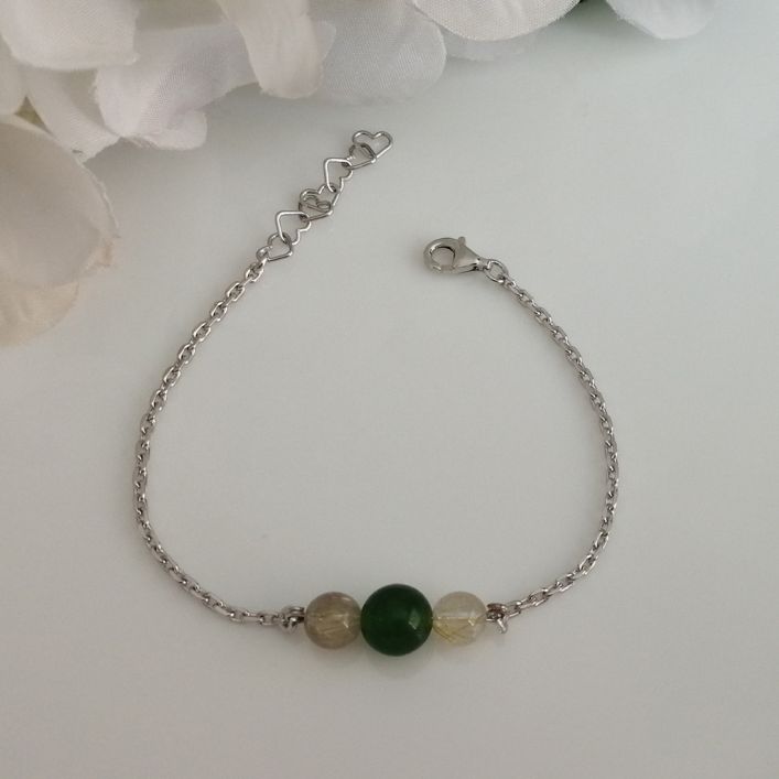 Vibrant Bracelet- Rutile Quartz with Green Onyx 