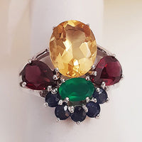 Carnival Ring - Citrine, Agate, Garnet, Sapphire