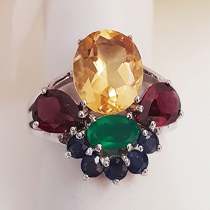 Carnival Ring - Citrine, Agate, Garnet, Sapphire