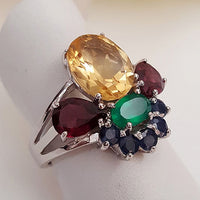 Carnival Ring - Citrine, Agate, Garnet, Sapphire