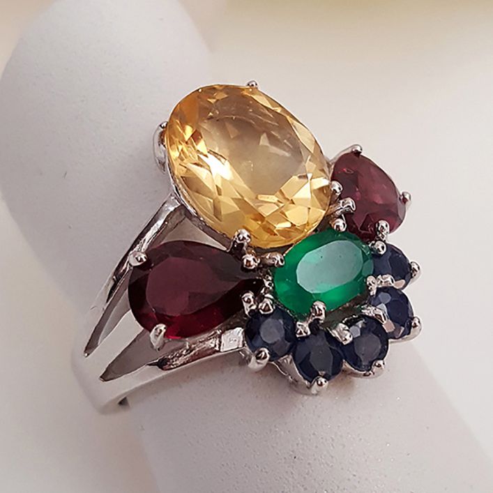 Carnival Ring - Citrine, Agate, Garnet, Sapphire