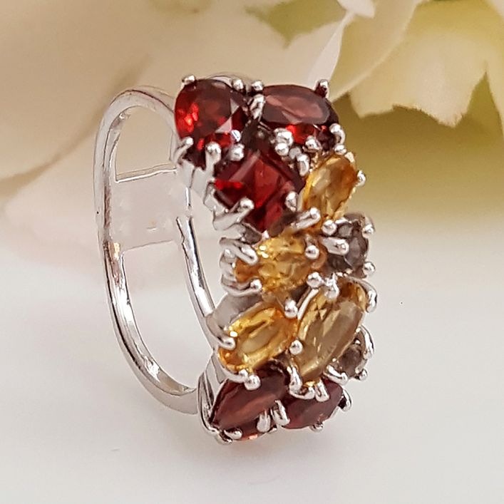 Autumn Ring - Citrine, Garnet