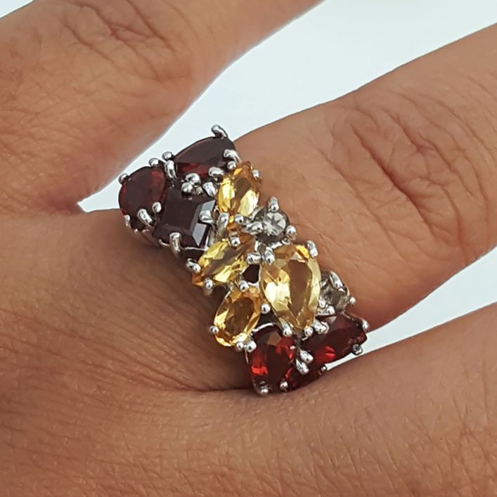 Autumn Ring - Citrine, Garnet
