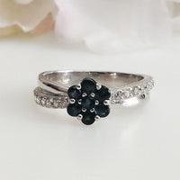 Sapphire Daisy Flower Ring