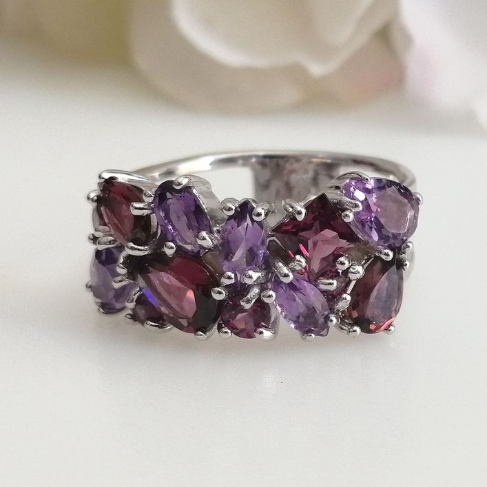 Lavender Ring - Amethyst, Garnet