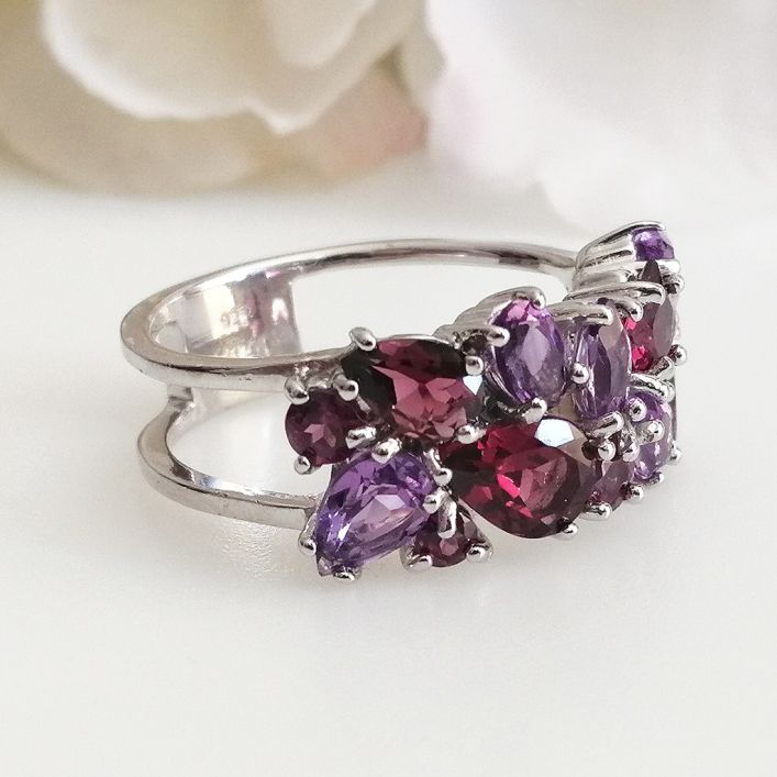 Lavender Ring - Amethyst, Garnet