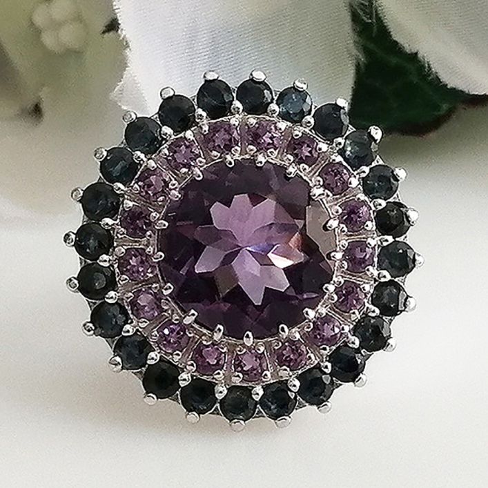 Orbit Ring - Amethyst, Blue Sapphire