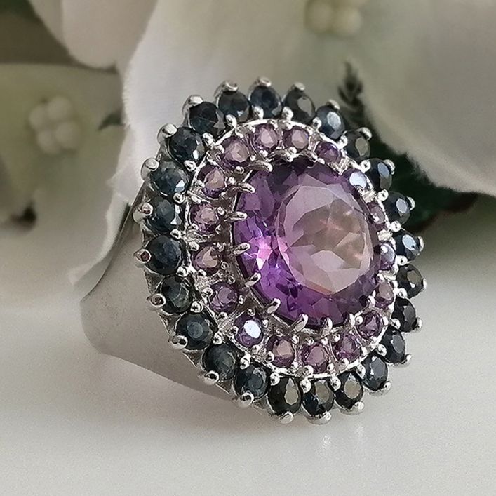 Orbit Ring - Amethyst, Blue Sapphire