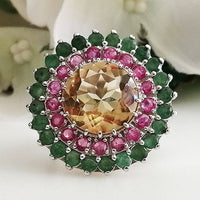 Orbit Ring - Citrine, Emerald, Ruby