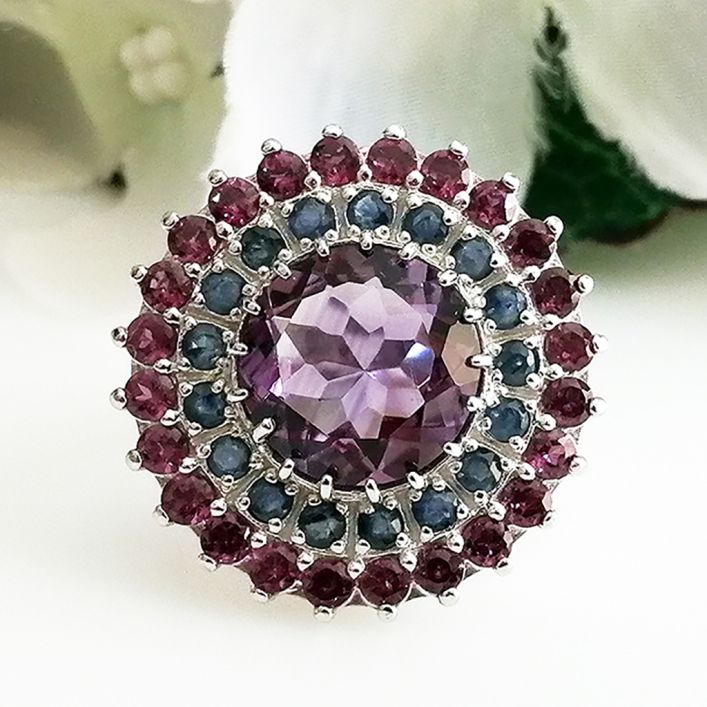 Orbit Ring - Amethyst, Blue Sapphire, Ruby