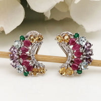 Crescent Earrings - Emerald, Aqua Marine, amethyst,Ruby & Citrine