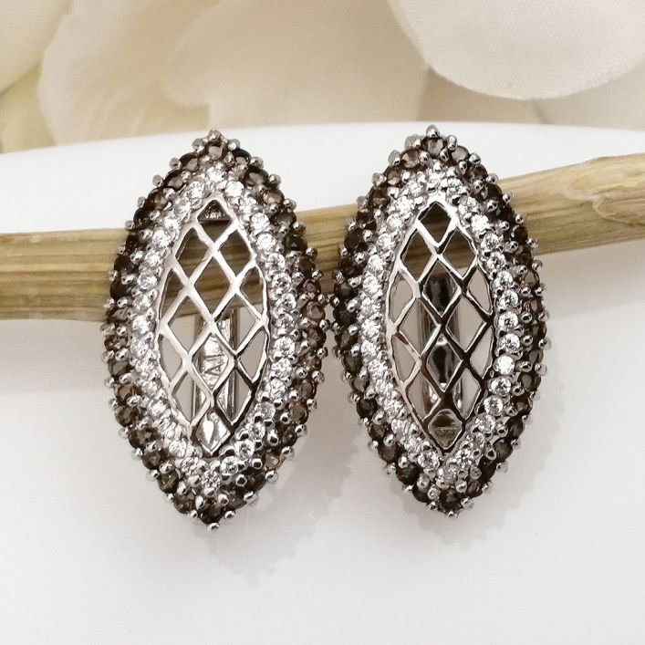 Marquise Net Earrings- Smoky Topaz