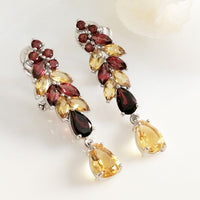 Braid Earrings - Garnet & Citrine