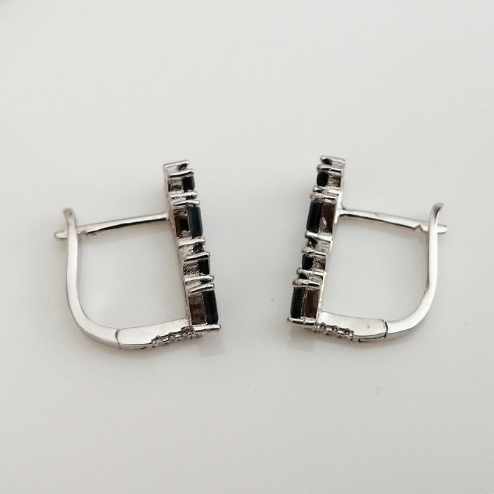 Step Studs - Blue Sapphire
