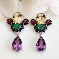 Carnival Earrings - Citrine, Emerald, Blue Sapphire, Amethyst