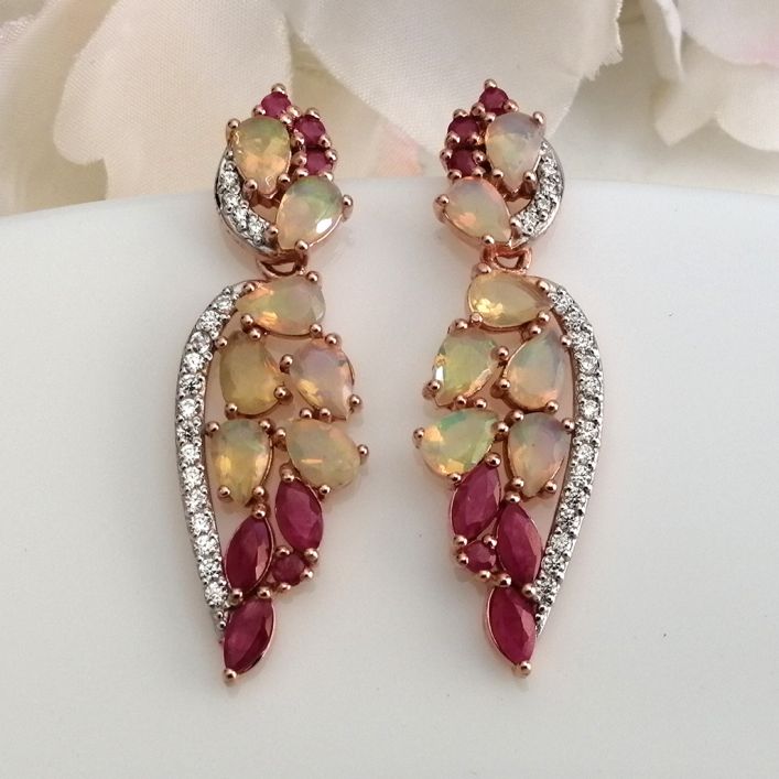 Exult Earrings - Ruby & Opal