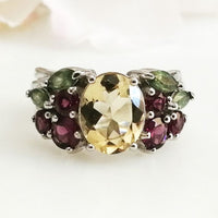 Enticing Ring - Citrine,Diopsite & Rhodolite