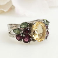 Enticing Ring - Citrine,Diopsite & Rhodolite