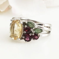 Enticing Ring - Citrine,Diopsite & Rhodolite