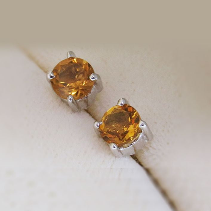 Birthstone Simple Studs - Citrine