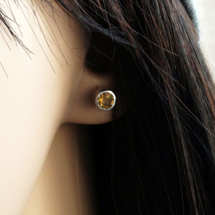 Birthstone Simple Studs - Citrine