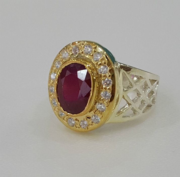 Golden Crown Men Ruby Ring (Bespoke)