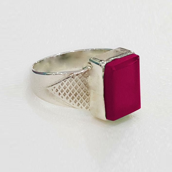 Checks Men Ruby Ring
