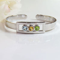 Birthstone Cuff bracelet - Topaz, Citrine, Peridot