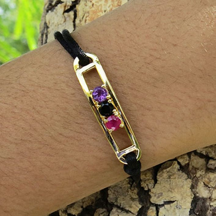 Birthstone Friendship Bracelet- Ruby, Sapphire, Amethyst