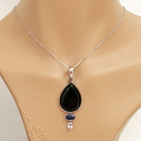 Mishkaat Pendant - Black Onyx, Blue Sapphire, and White Topaz
