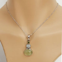 Prehnite Pendant with Peridot & Moonstone (7.96 gms)