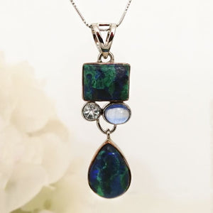 Azurite Malachite Pendant with Topaz