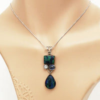 Azurite Malachite Pendant with Topaz