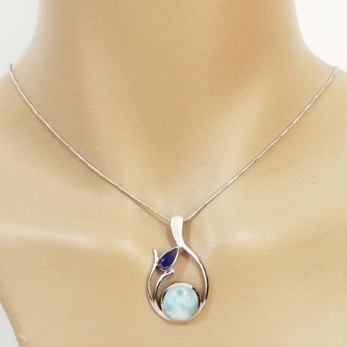 Enduring Pendant - Larimar & Lapis Lazuli