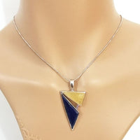 Triangle Pendant - Calcite & Lapis Lazuli
