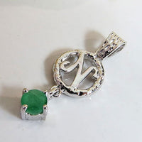 Birthstone Initials Pendant - Emerald