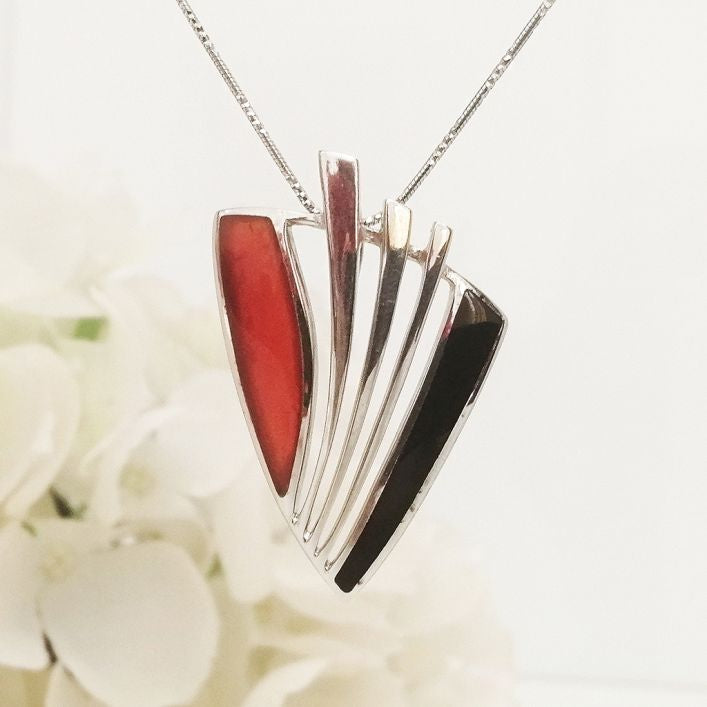 Armor Pendant - Agate & Onyx pendant in high-quality silver ready available at Nafisa Designs