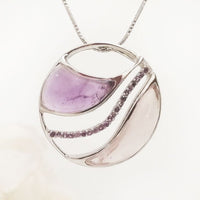 Floret Pendant - Rose quartz & Amethyst 
