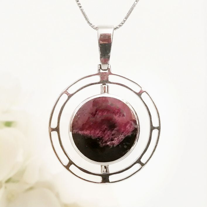 Bullseye Pendant - Ruby Zoisite