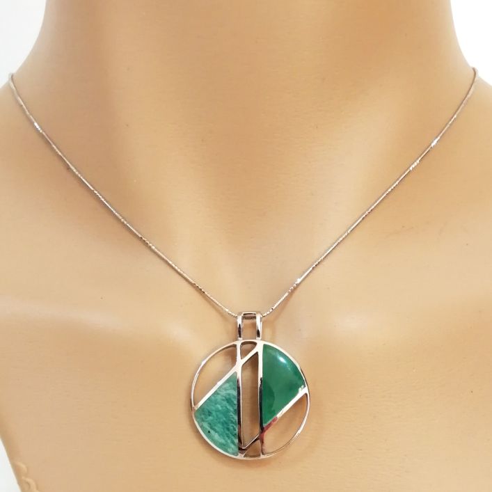 Lush Pendant - Amazonite & Agate