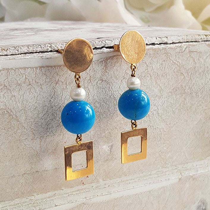 Turquoise Pearl Earrings