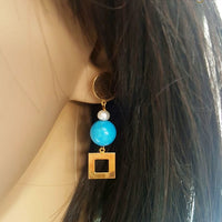 Turquoise Pearl Earrings