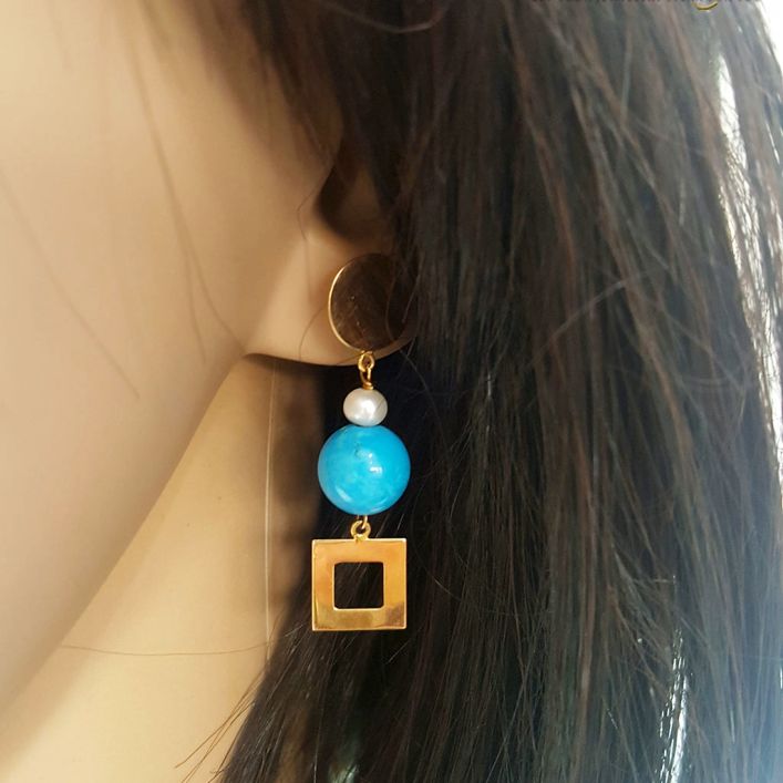 Turquoise Pearl Earrings