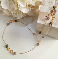 Amethyst & Smoky Topaz Gold Lariat