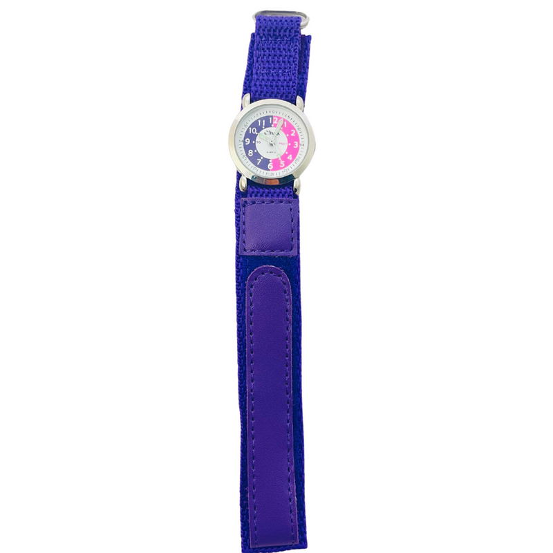 Olivia Children's Girls Analogue Classic Quartz Time Teacher Watch with Velcro Strap TOC149  - CLEARANCE NEEDS RE-BATTERY