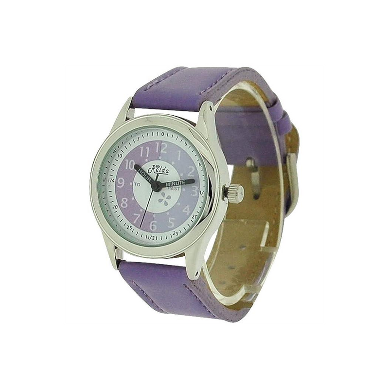 Relda Girls Time Teacher Purple Leather Strap Watch REL13